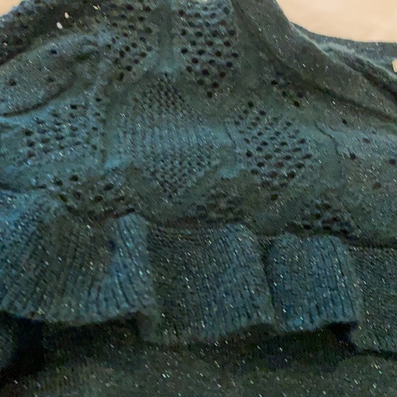 Forest green sparkle sweater with ruffle detail at top - Picture 5 of 7